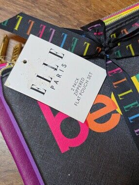Elle Paris Color Therapy Makeup Bag Beauty Cosmetic Pouch Set, Rainbow, 2 Pc